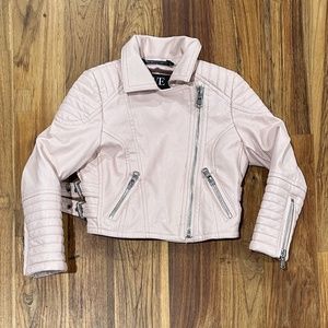 Eve JNR Onyx Pale Pink Faux Leather Jacket Size 1 (2T)
